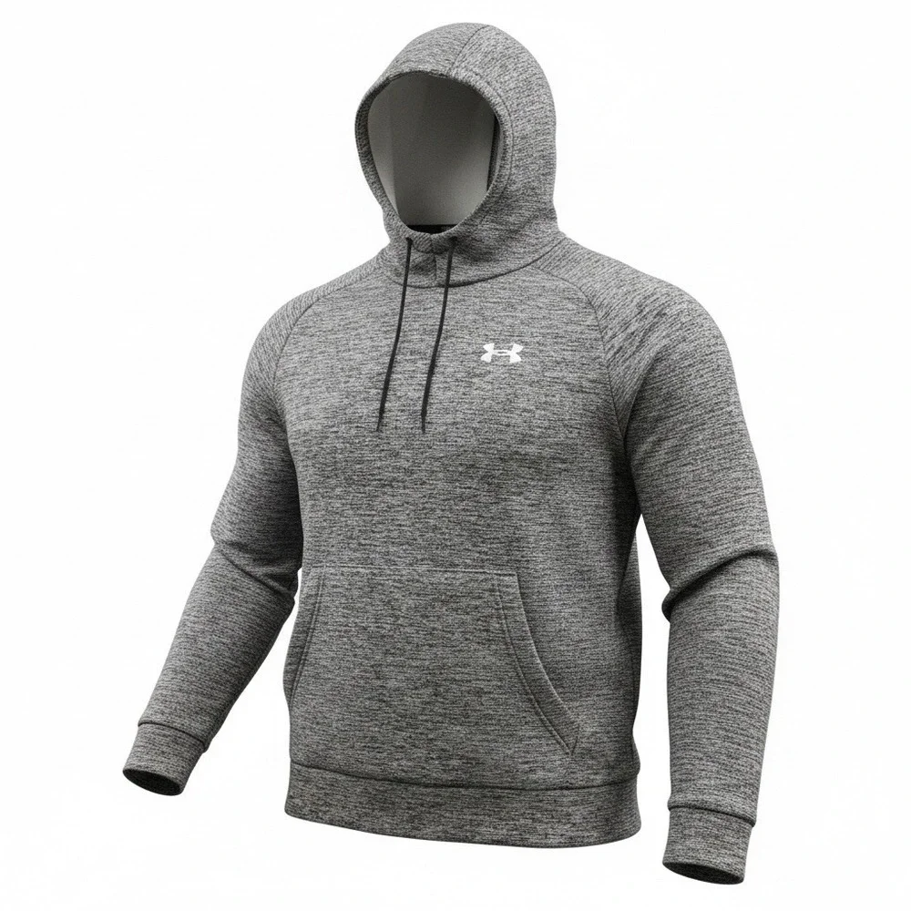 Under Armour Men's L Gray Heather Pullover Hoodie Loose Fit Logo Pockets